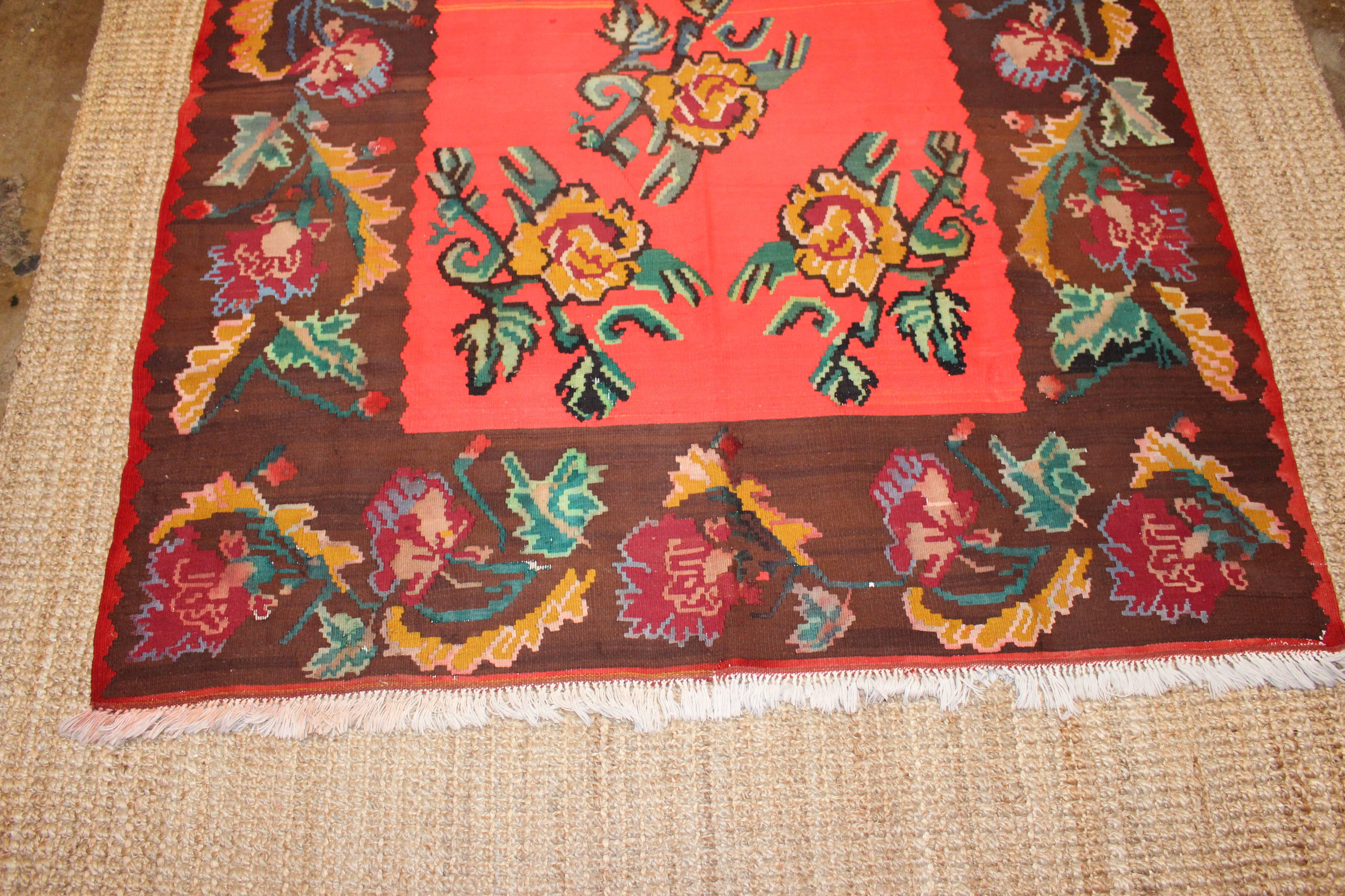 Turkish Kilim newer used on the floor only on the wall, circa 1920s.
 