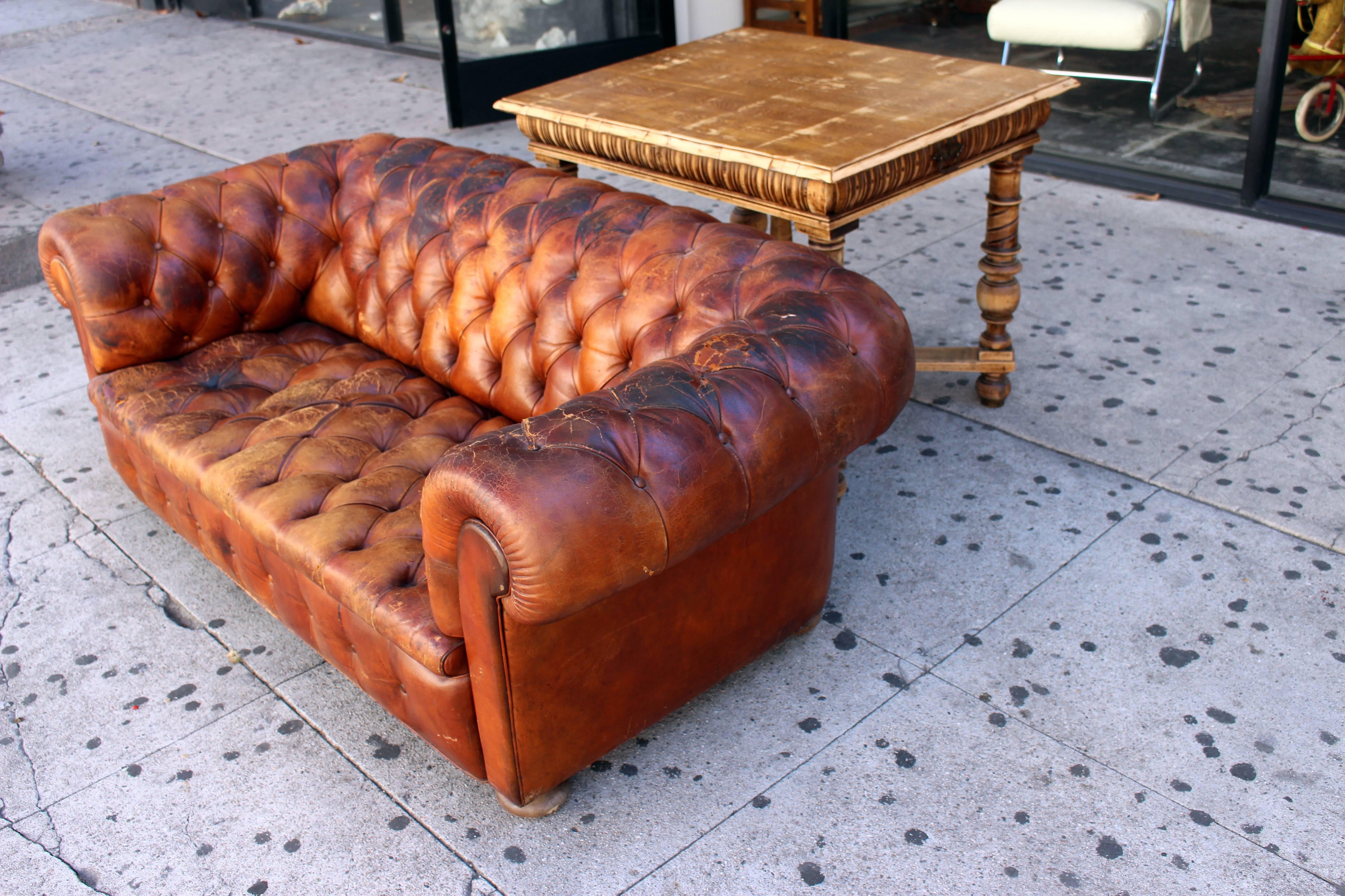 Chesterfield couch, antique condition nice cognac color.