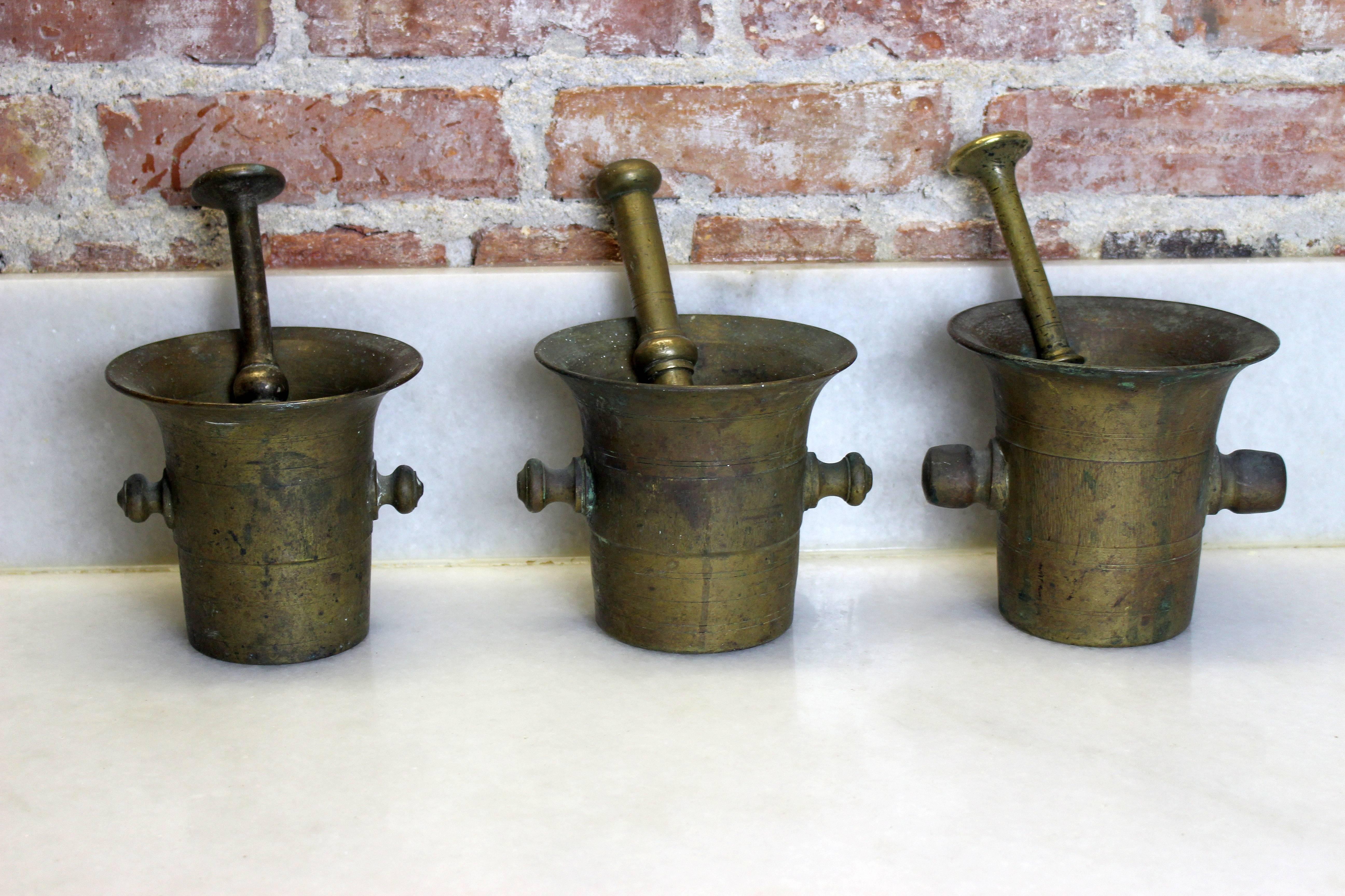 19th Century European Mortar and Pestles Set of Nine Pieces In Excellent Condition In Los Angeles, CA