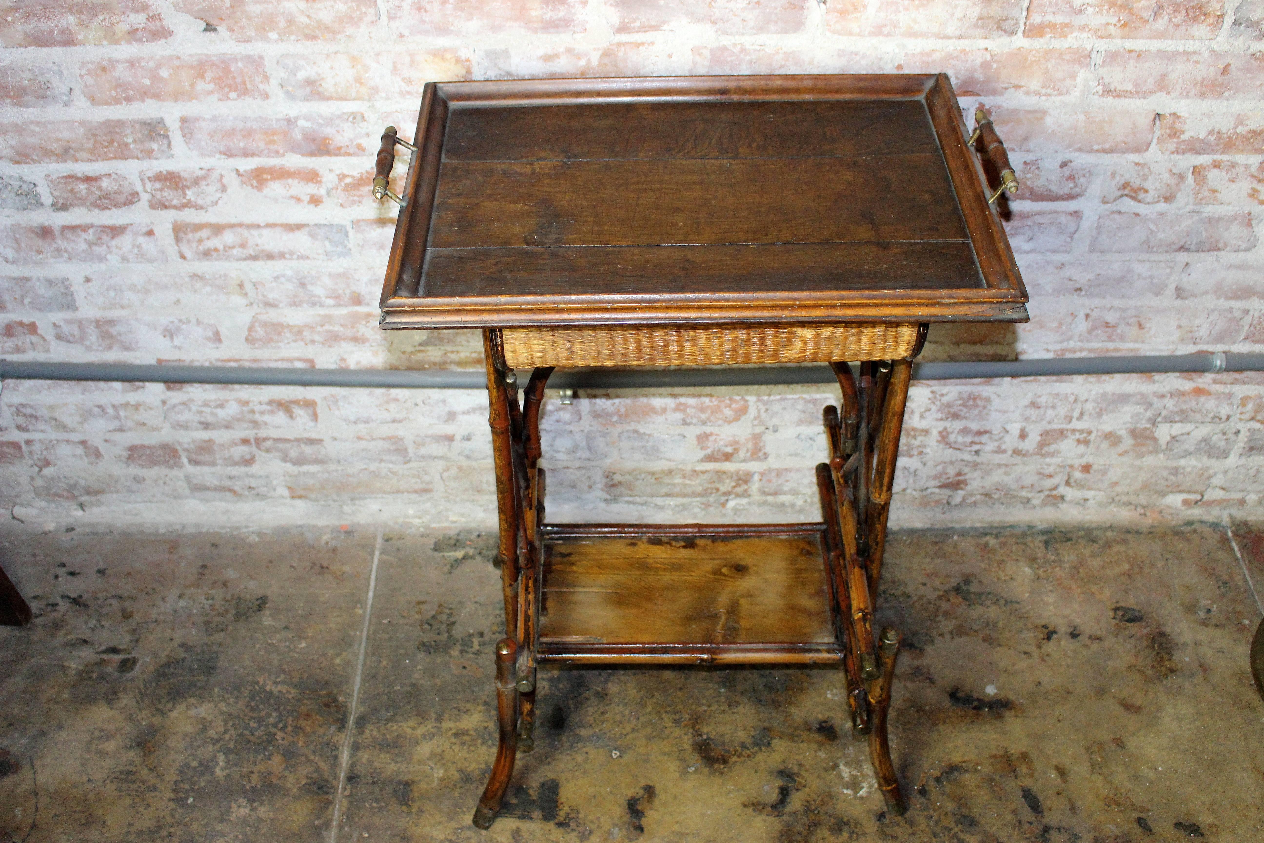 Antique British Colonial Cocktail Table In Distressed Condition In Los Angeles, CA