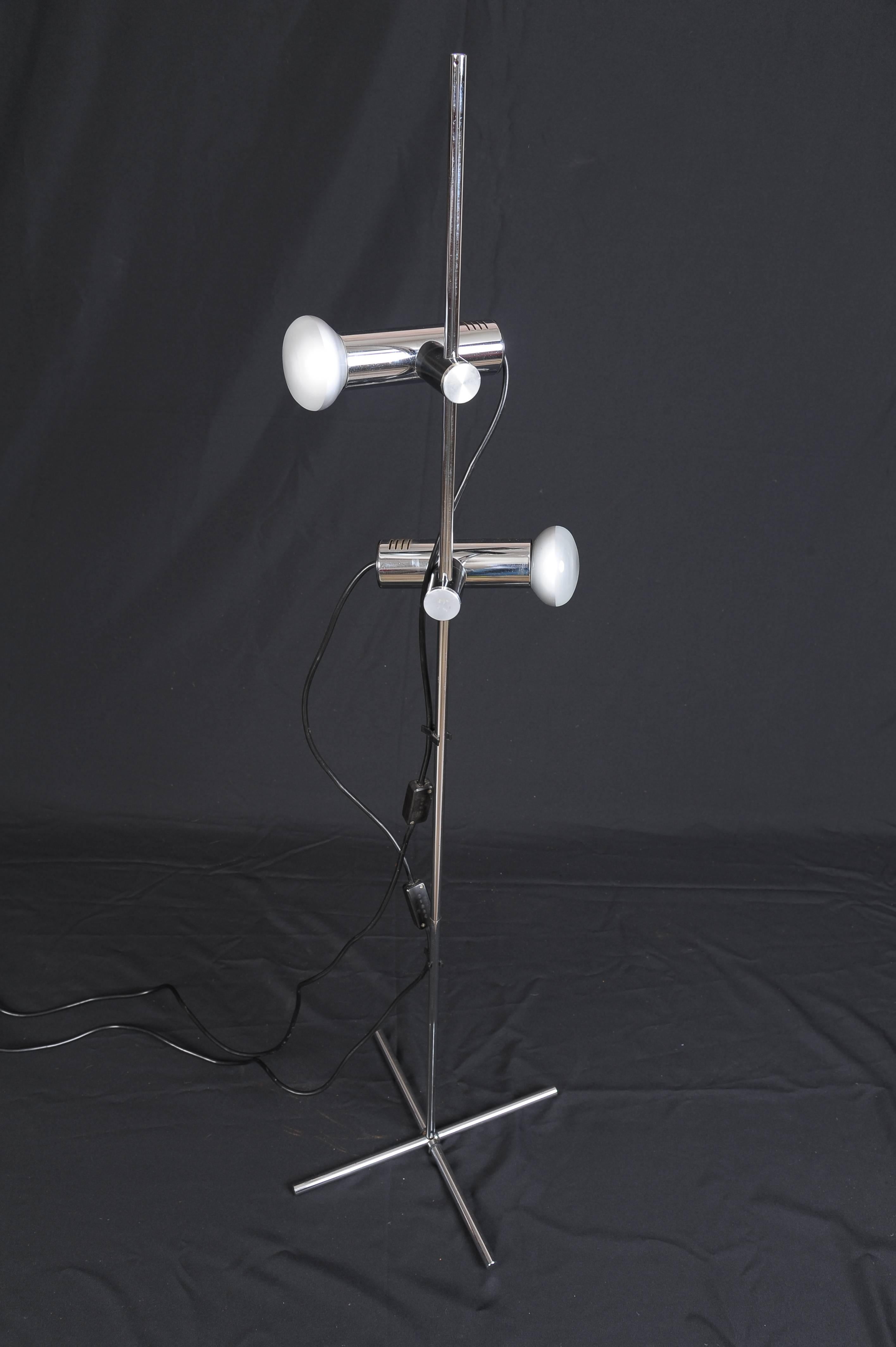 Arteluce style floor lamp with the pivoting lampshade and adjustable height.