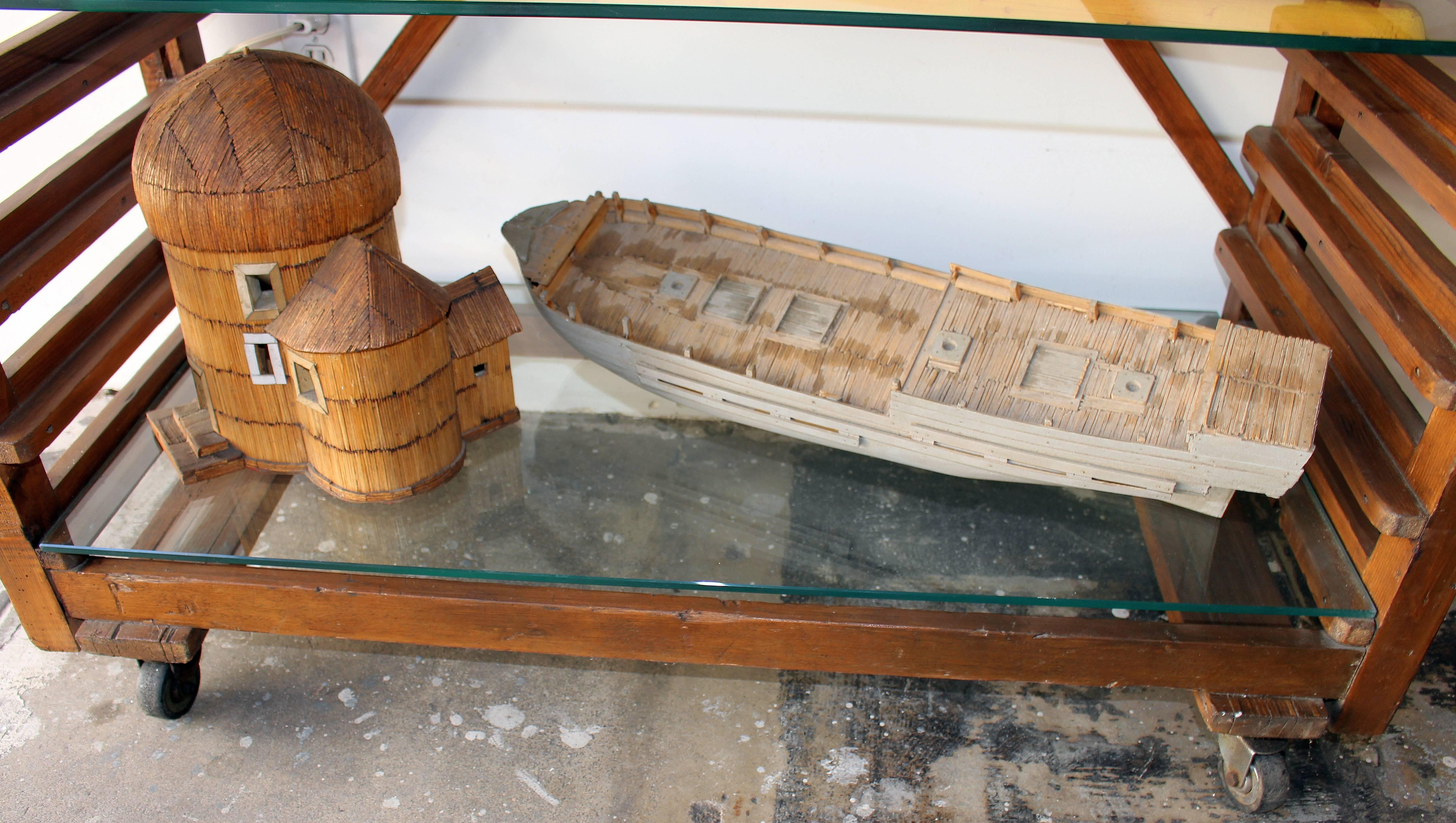 Italian Arts and Crafts Boat Collection In Distressed Condition For Sale In Los Angeles, CA