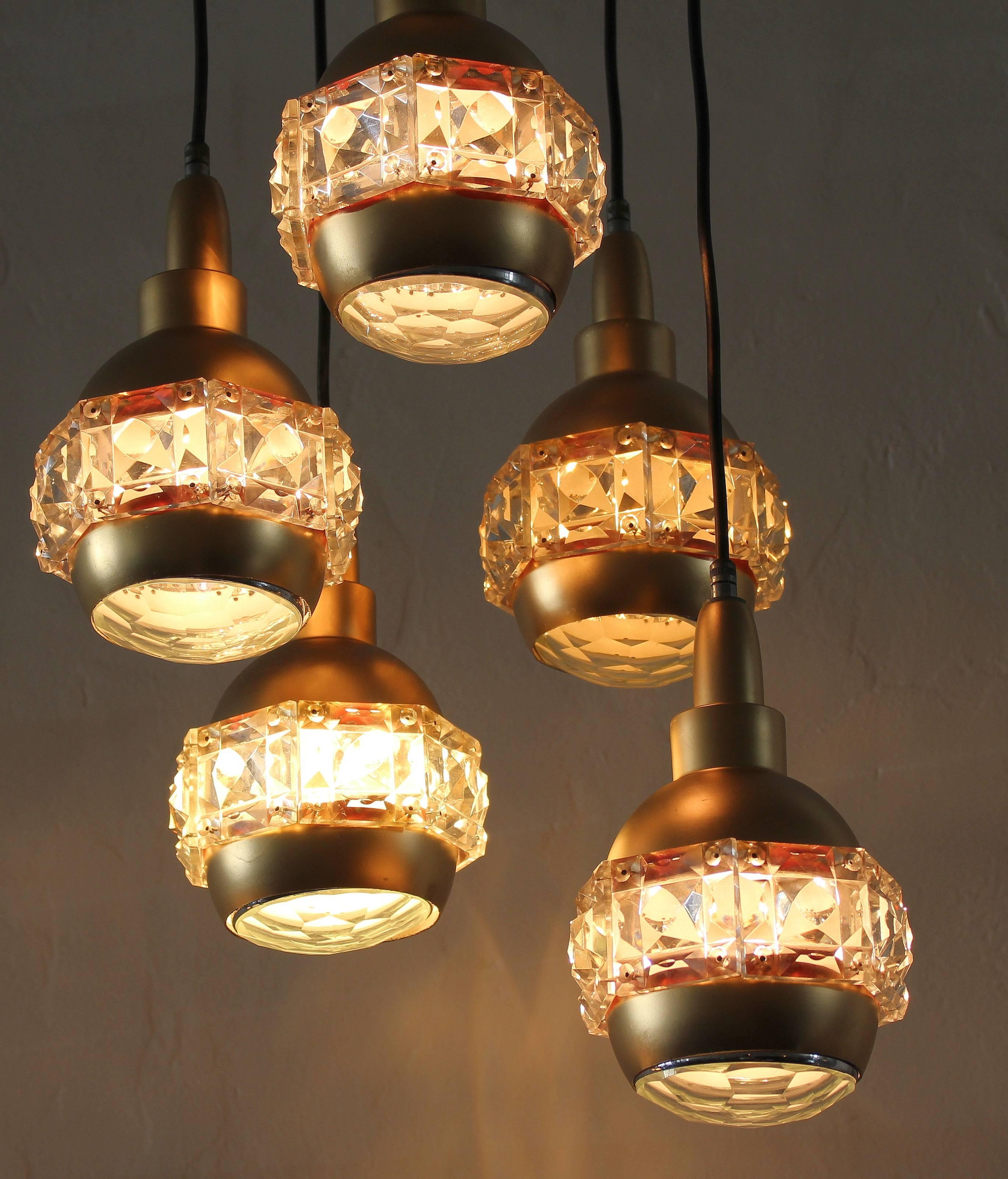 Mid-Century Modern Italian Midcentury Chandelier Attributed to O'luce For Sale