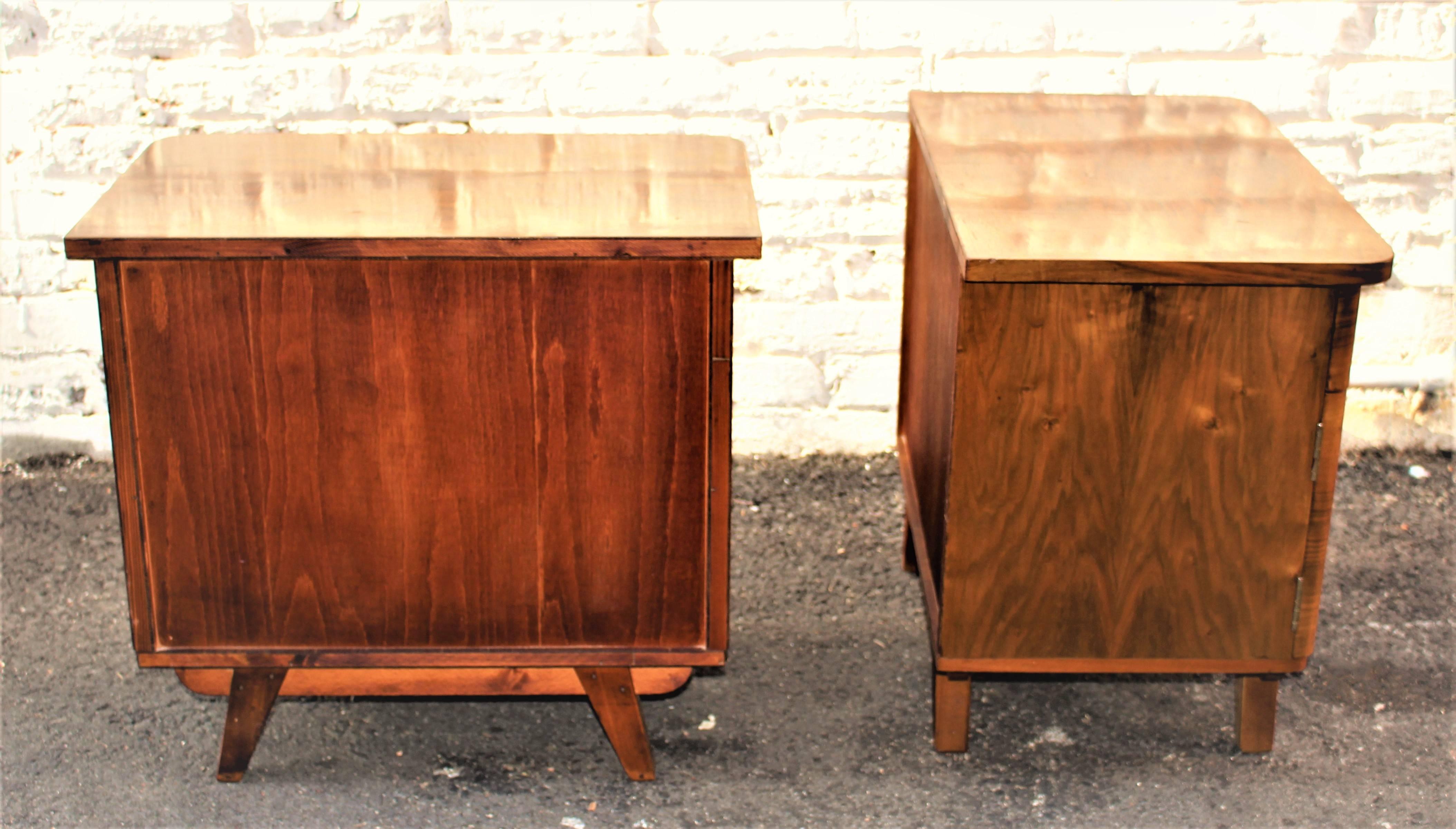 Art Deco Austrian Deco Pair of Veneer Nightstands