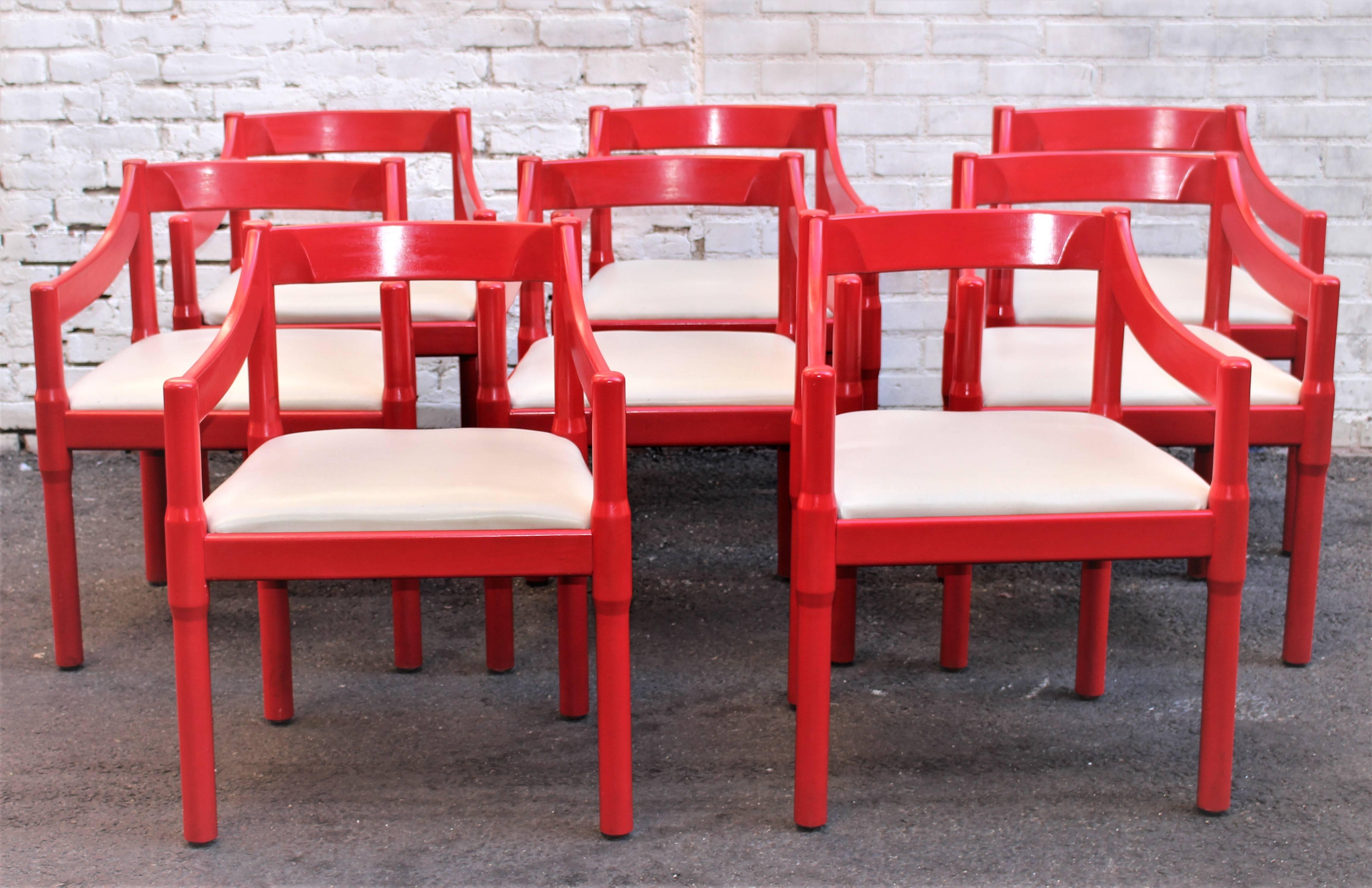 Italian Set of Eight Chairs by Vico Magistretti  In Excellent Condition In Los Angeles, CA