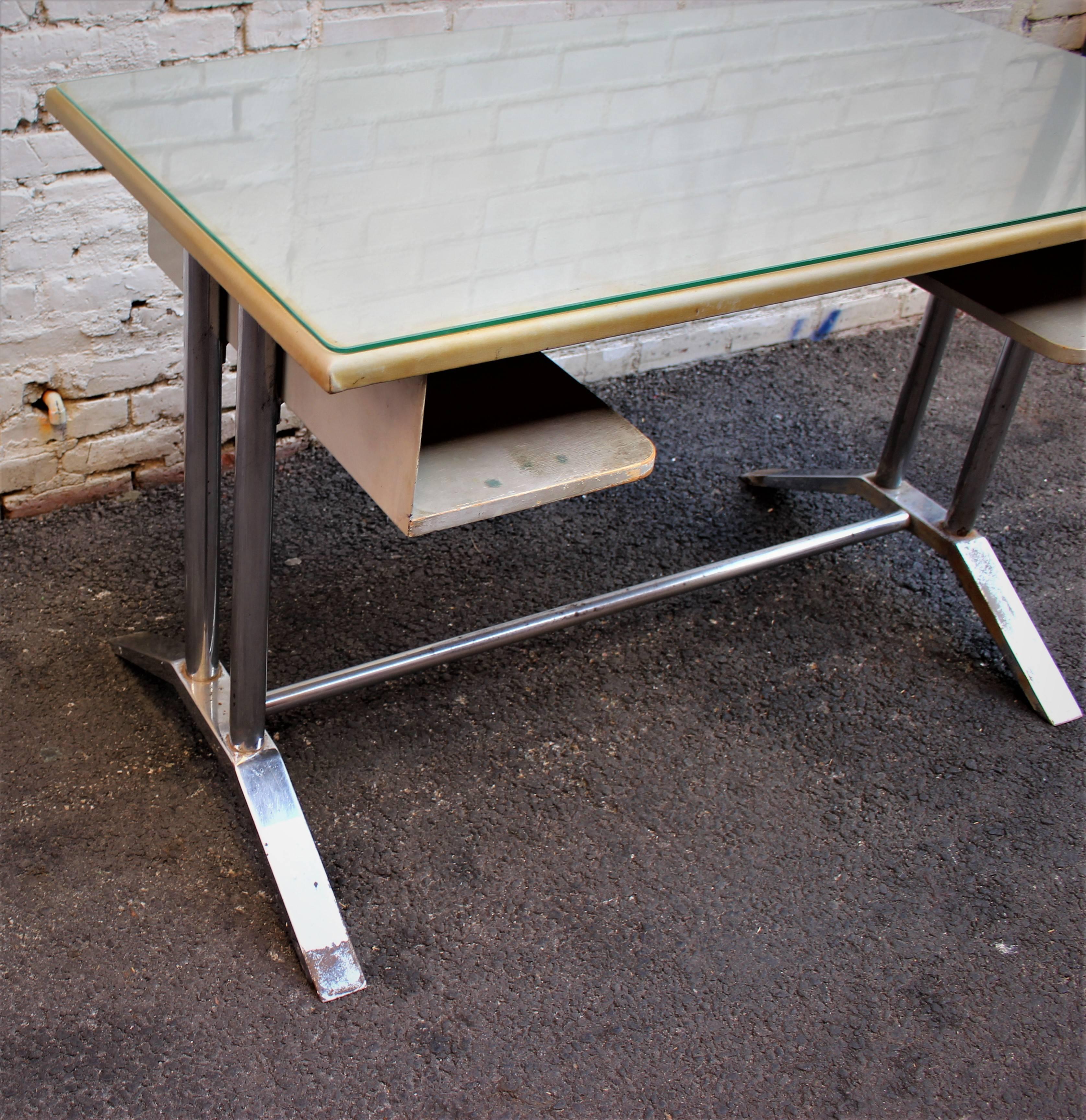 Italian desk buy Poli, metal base tarnish chrome.