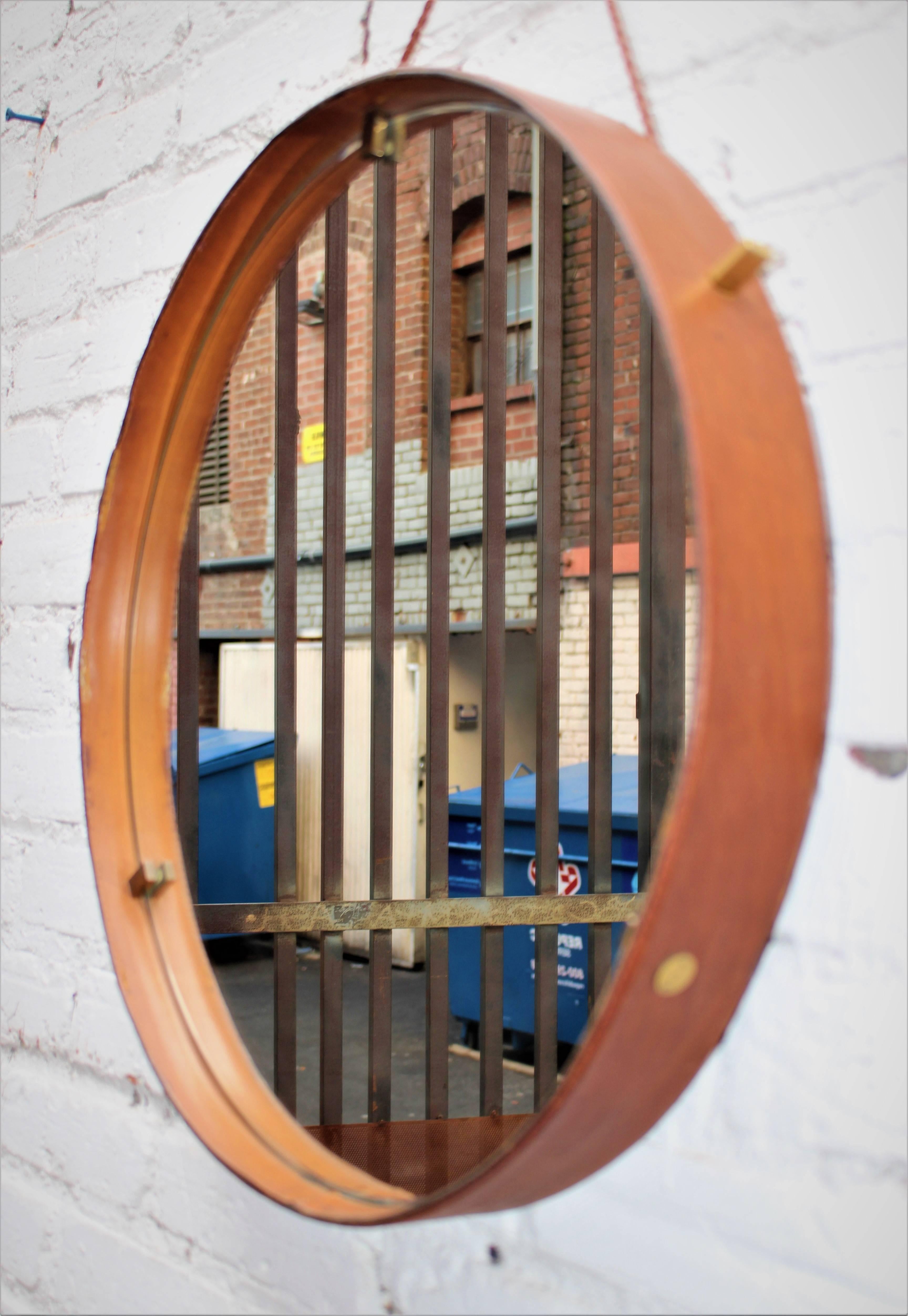 Italian Leather Mirrors by Still Domus In Distressed Condition In Los Angeles, CA