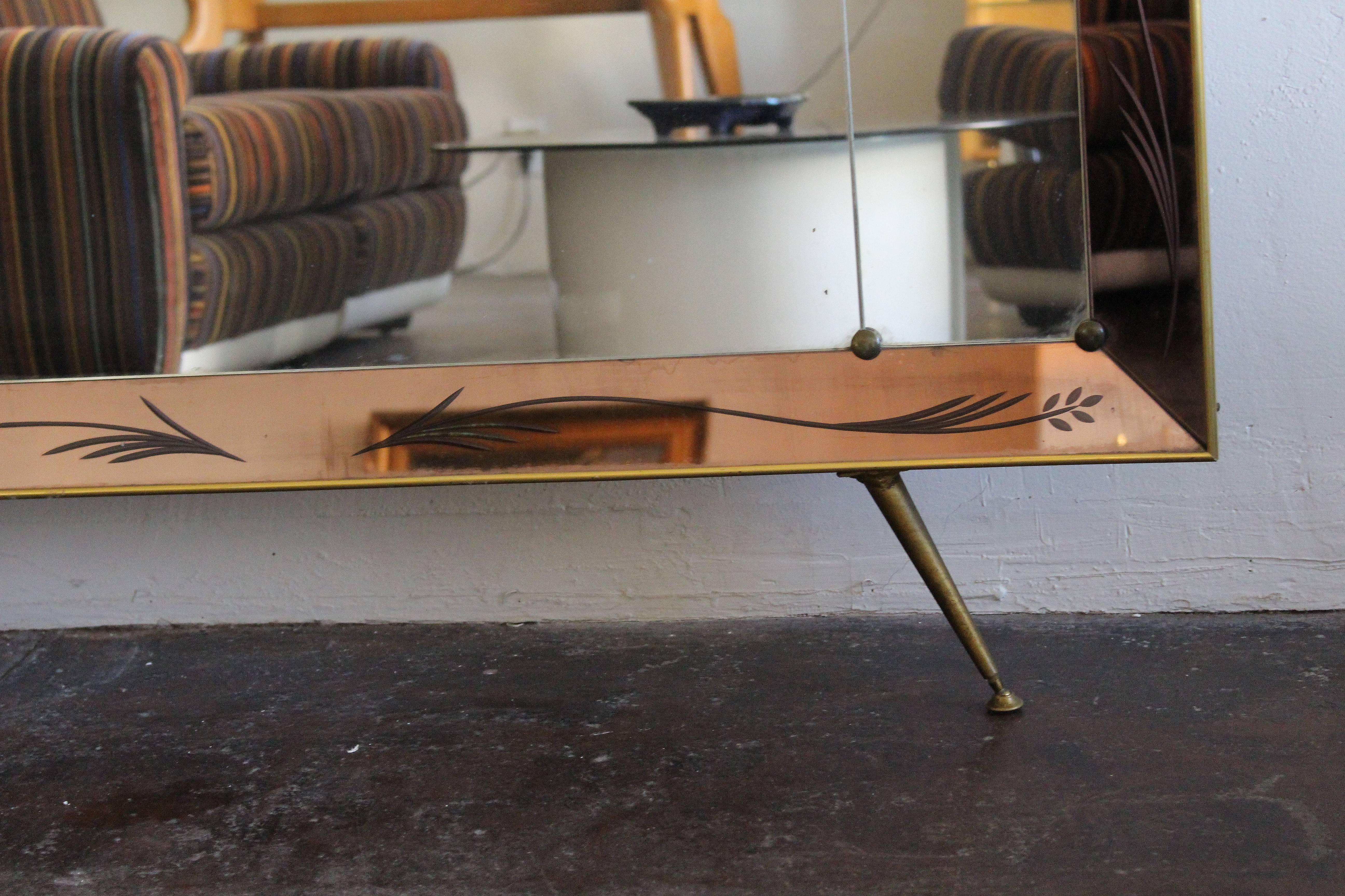 Mid-Century Modern Italian Wall Mirror in Style of Max Ingrand for Fontana Arte