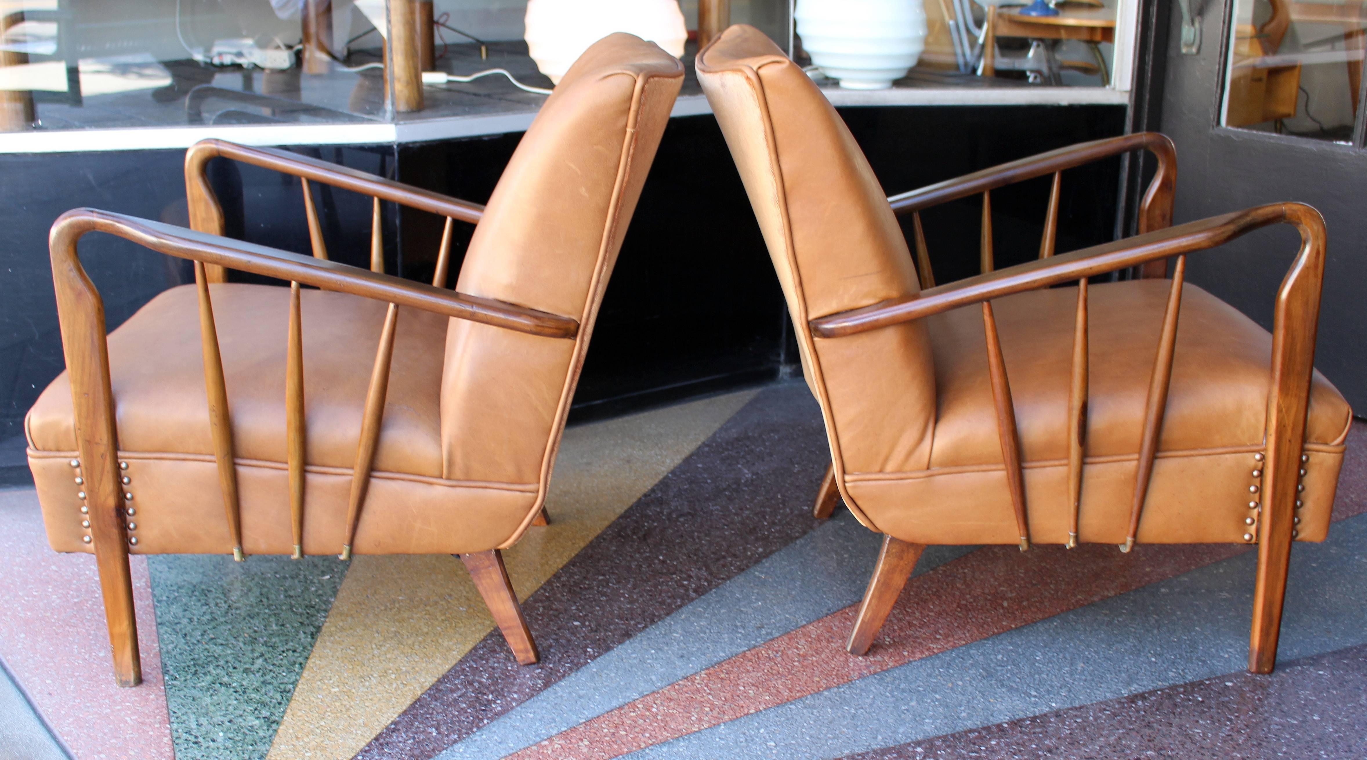 Art Deco Italian Pair of Chairs Attributed to Guglielmo Ulrich