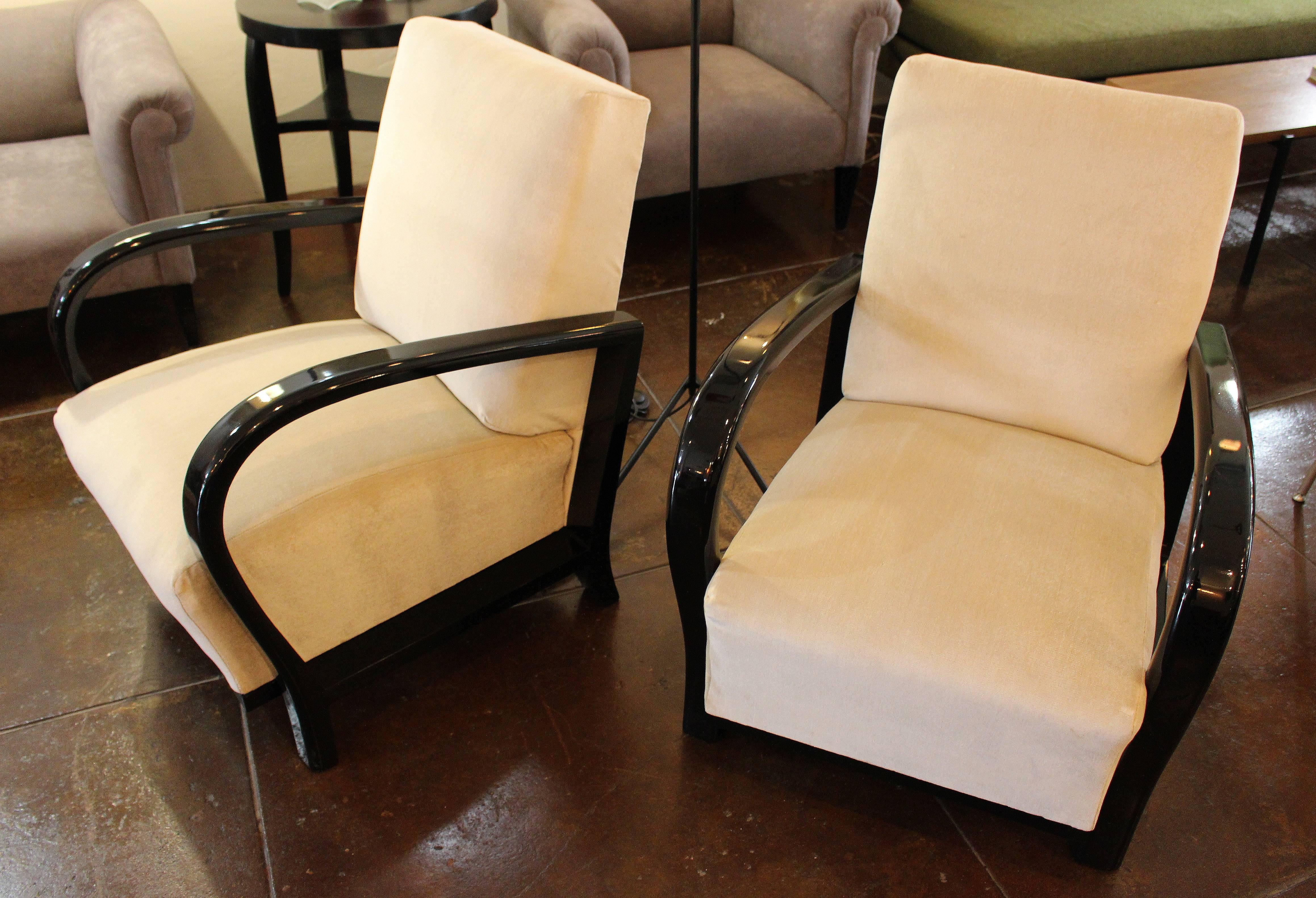 Walnut French Art Deco Club Chairs