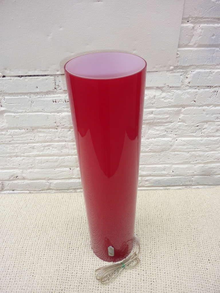 Foscarini Italian glass tube floor lamp or table lamp. Color Yves St.Laurent red lip lacquer.