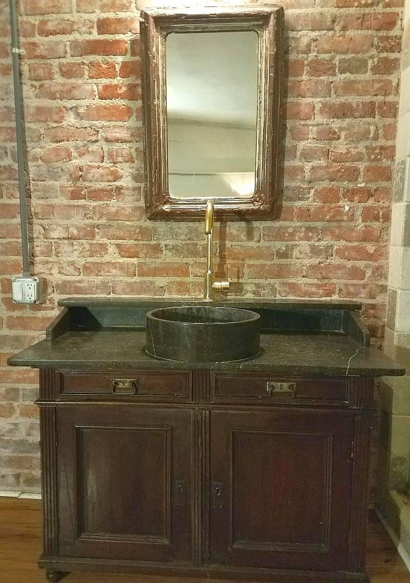 Antique French Bathroom Sink and Mirror 1