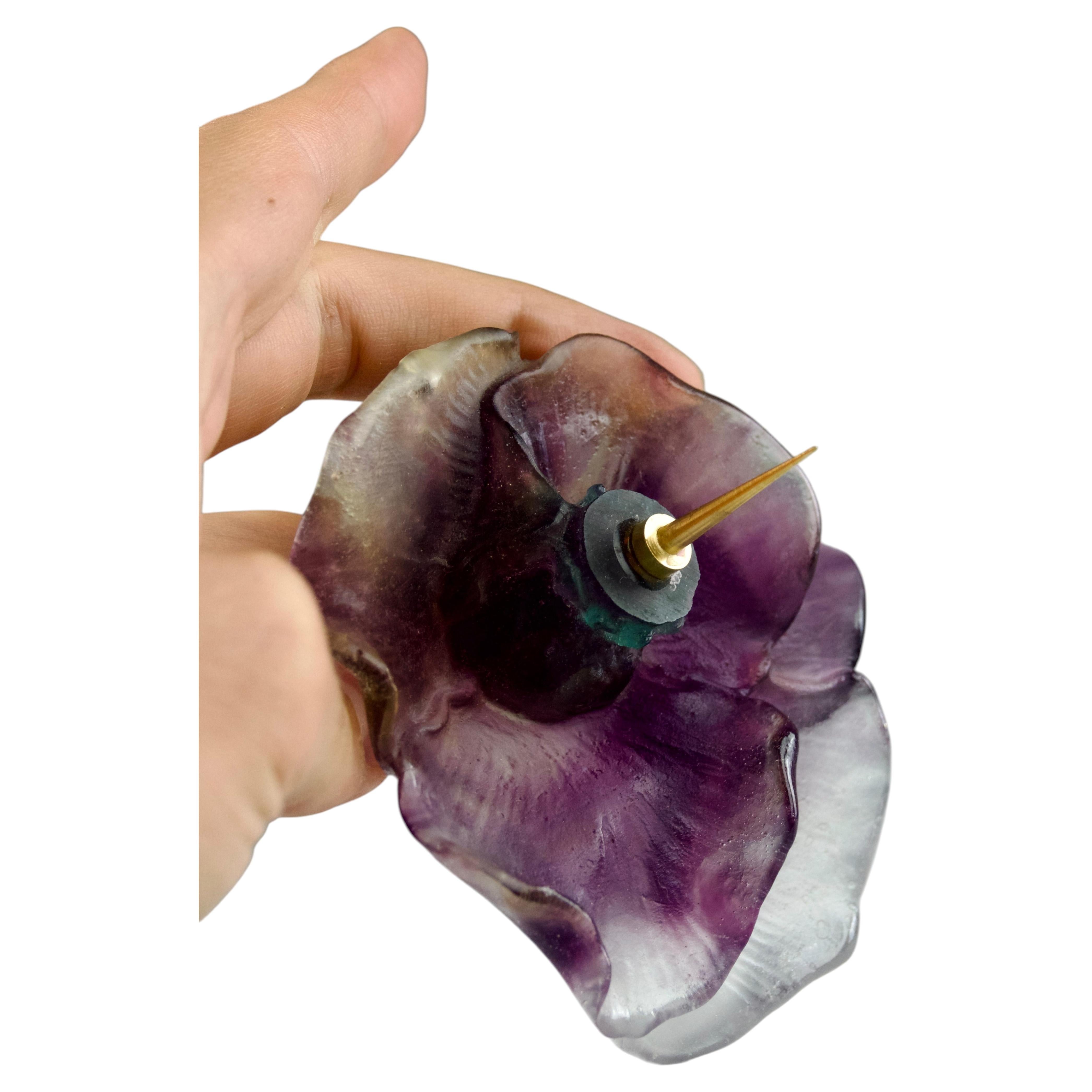 Daum Nancy, Purple Flower Candle Holder, France 2000s For Sale