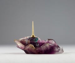 Daum Nancy, Purple Flower Candle Holder, France 2000s