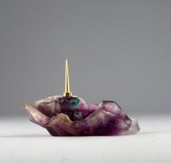 Daum Nancy, Purple Flower Candle Holder, France 2000s