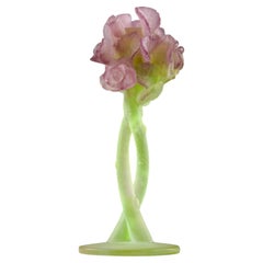 Daum Nancy, Green Soliflor Flower Candle Holder, France 2006