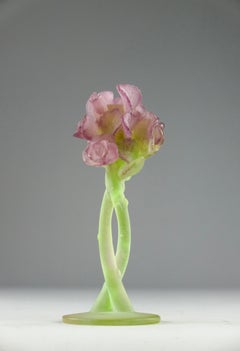 Daum Nancy, Green Soliflor Flower Candle Holder, France 2006