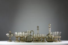 Ernest-Baptiste Leveillé, Venetian/Grotto-style Smoked Glass Service (29 Pieces)