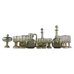 Ernest-Baptiste Leveillé, Venetian/Grotto-style Smoked Glass Service (29 Pieces)