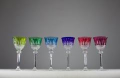 Saint-Louis Manufacture, Coloured Crystal "Tommy" Water Glasses, France