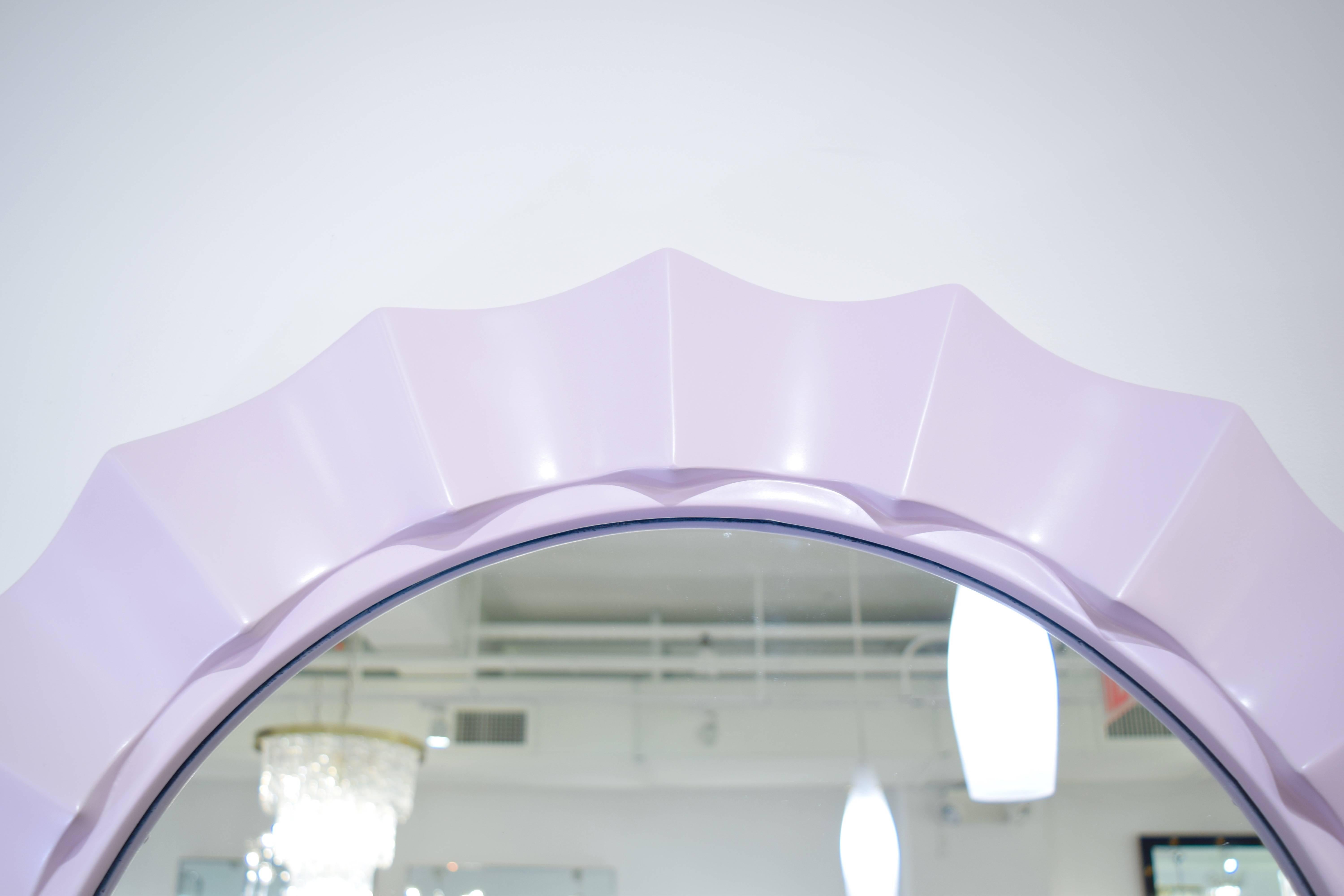 Mid-Century Modern Lilac 1970's Glam Lacquered Scalloped Mirror