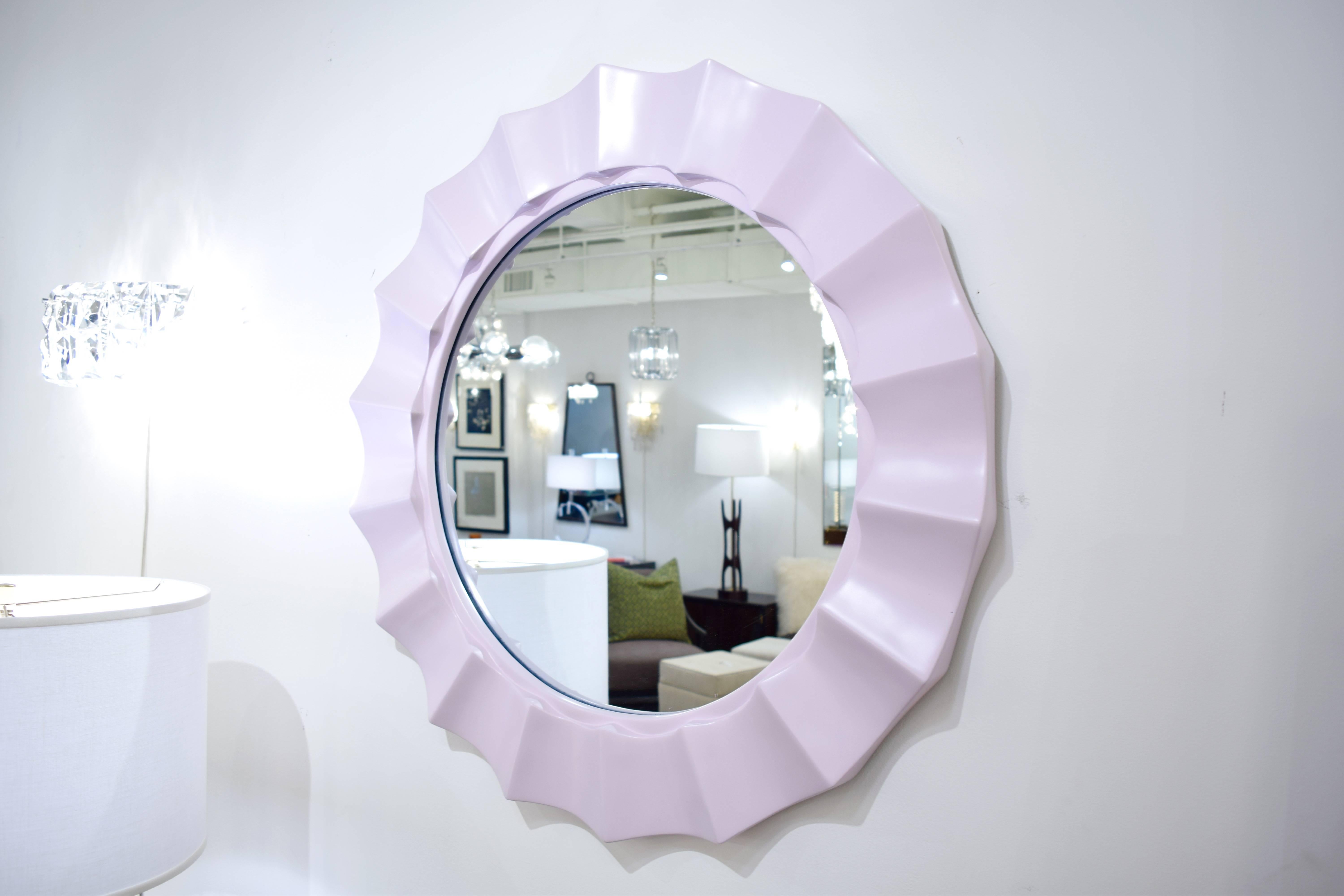 American Lilac 1970's Glam Lacquered Scalloped Mirror