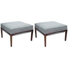 Pair of 1960's Walnut Ottomans 9