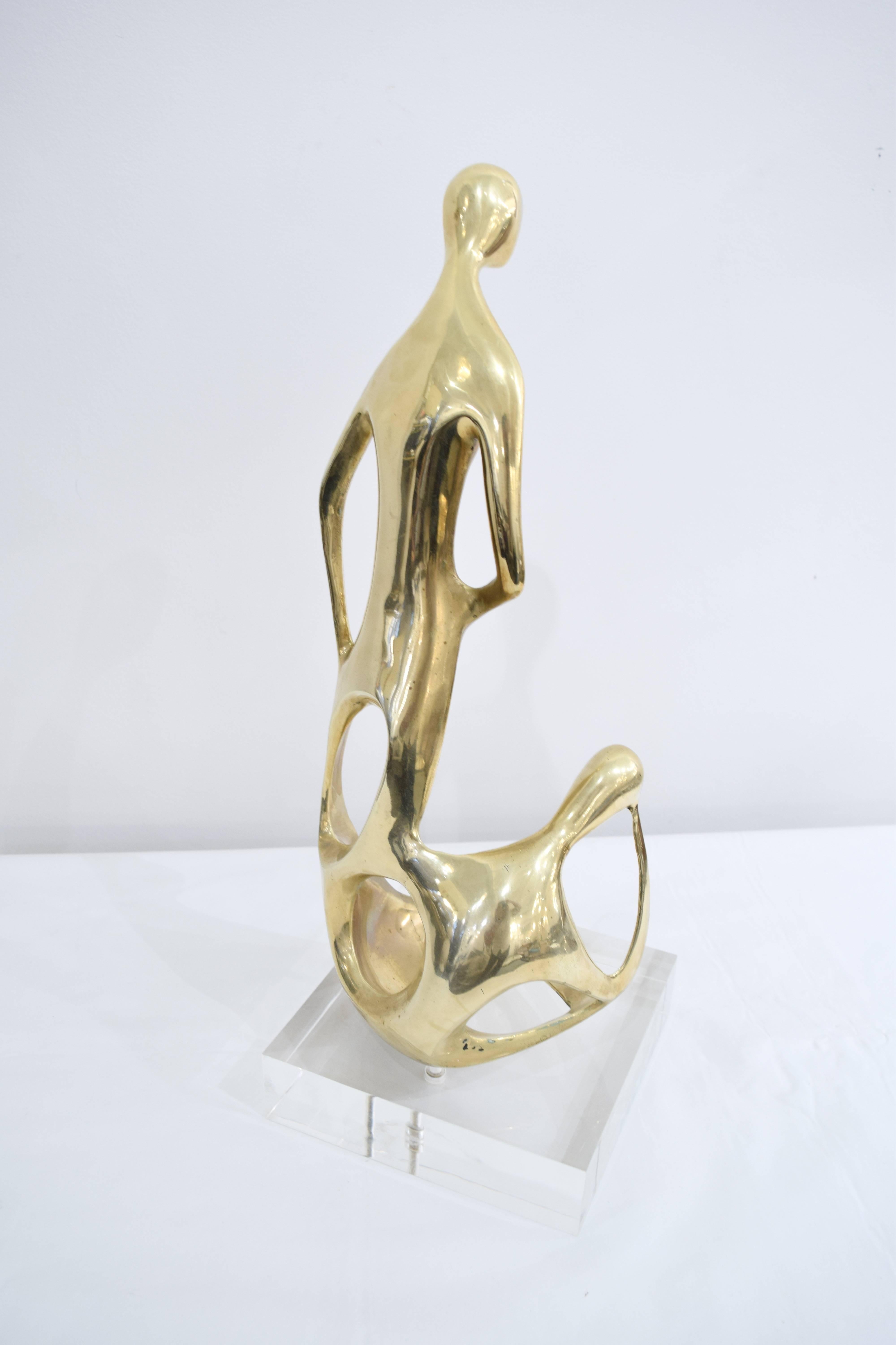 American Brass and Lucite Abstract Sculpture