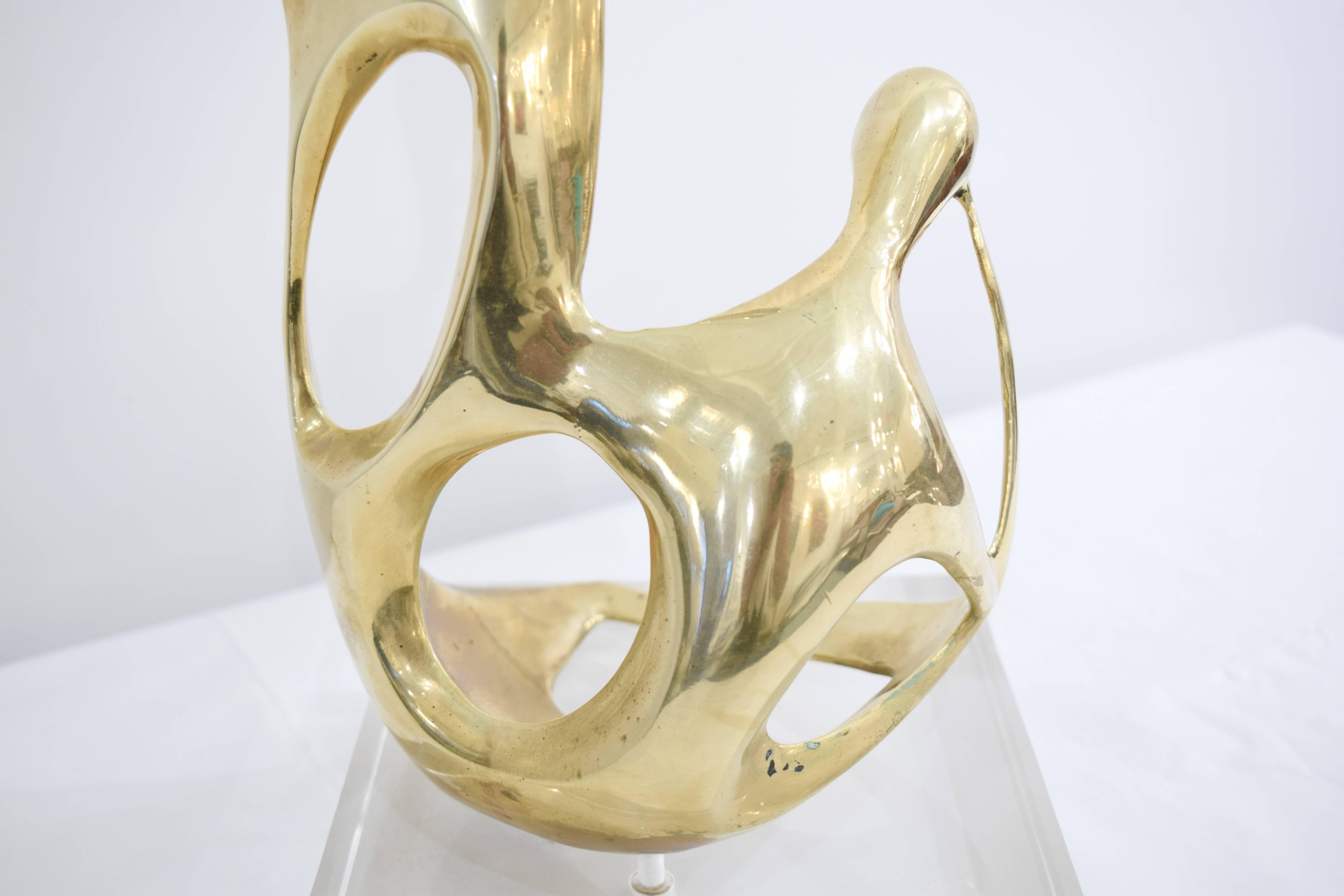 Brass and Lucite Abstract Sculpture 1