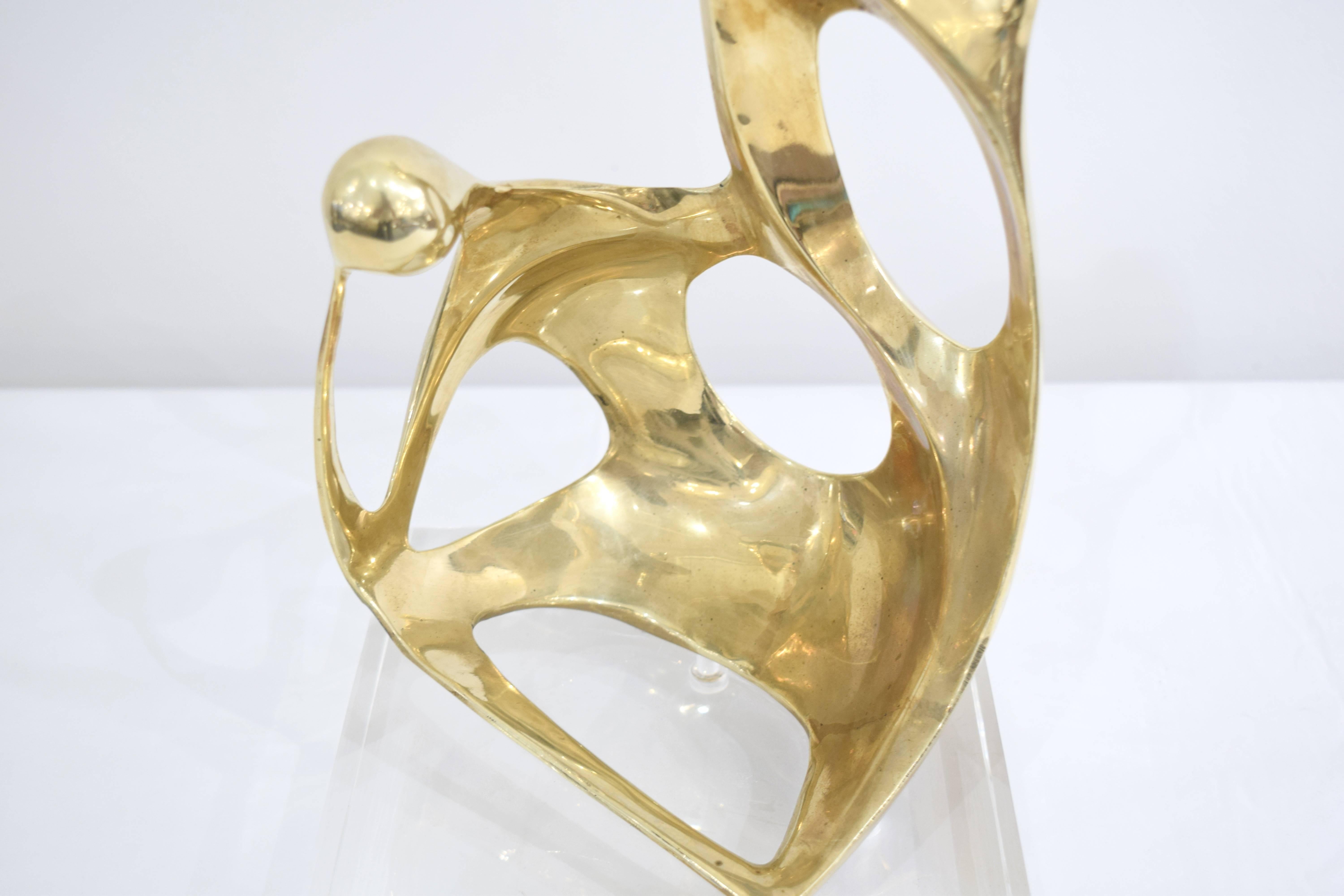 Brass and Lucite Abstract Sculpture 2