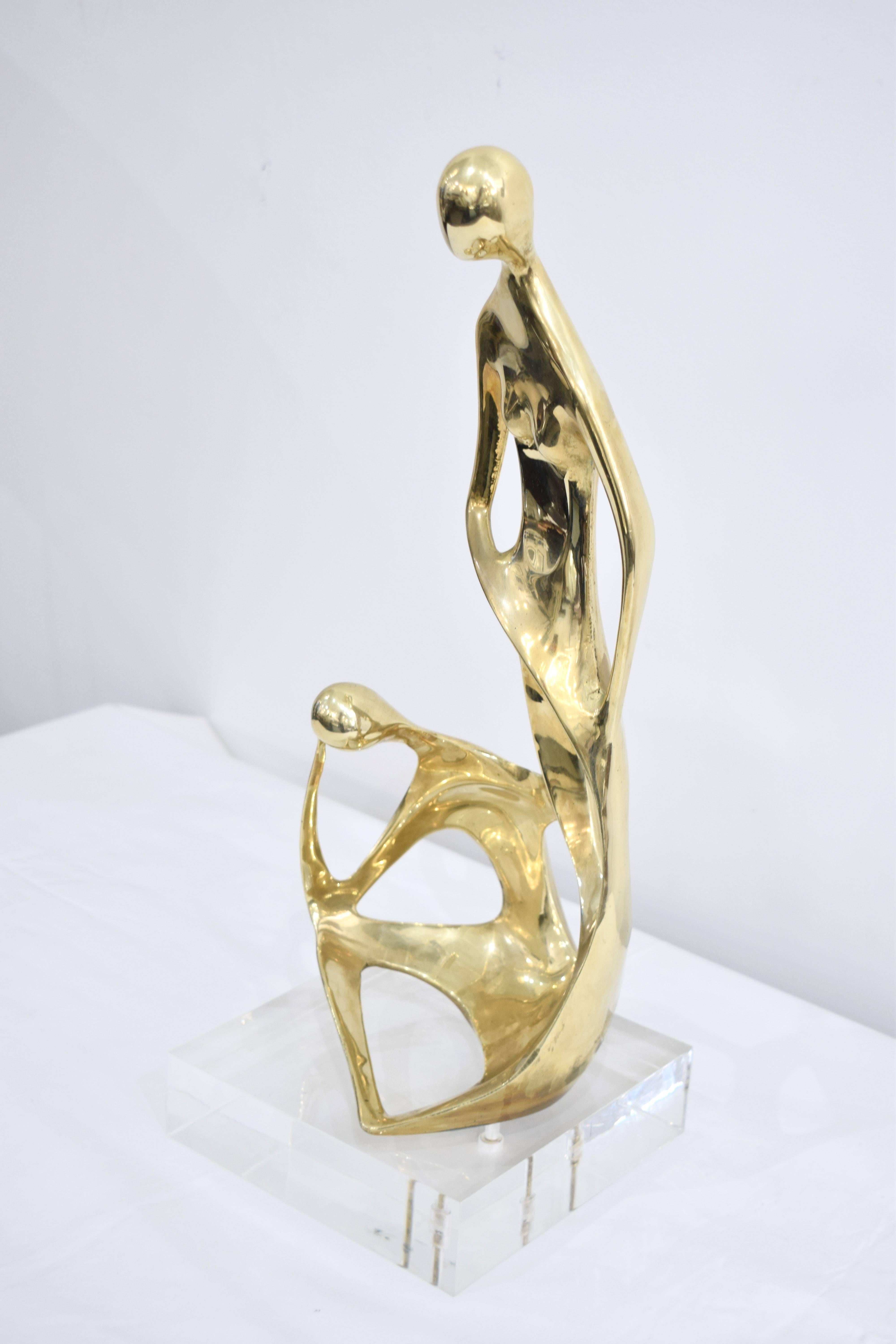 Brass and Lucite Abstract Sculpture 3