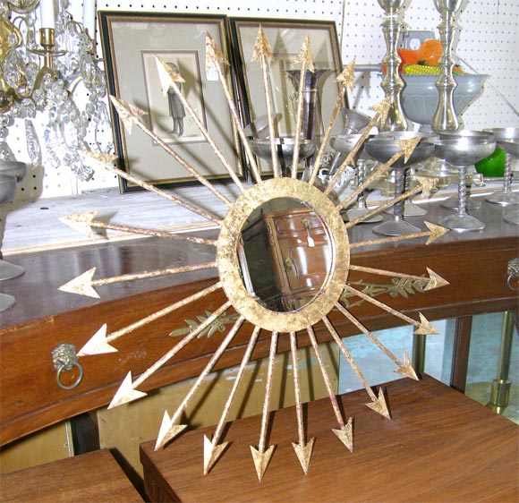 Custom made iron gilt arrow starburst Mirror. Made in USA! Very limited production (3).  24