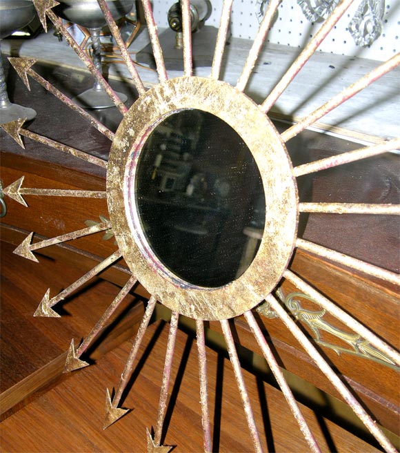 Contemporary  Gilt Iron Arrow Starburst Mirror
