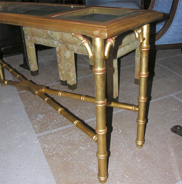gold bamboo console table