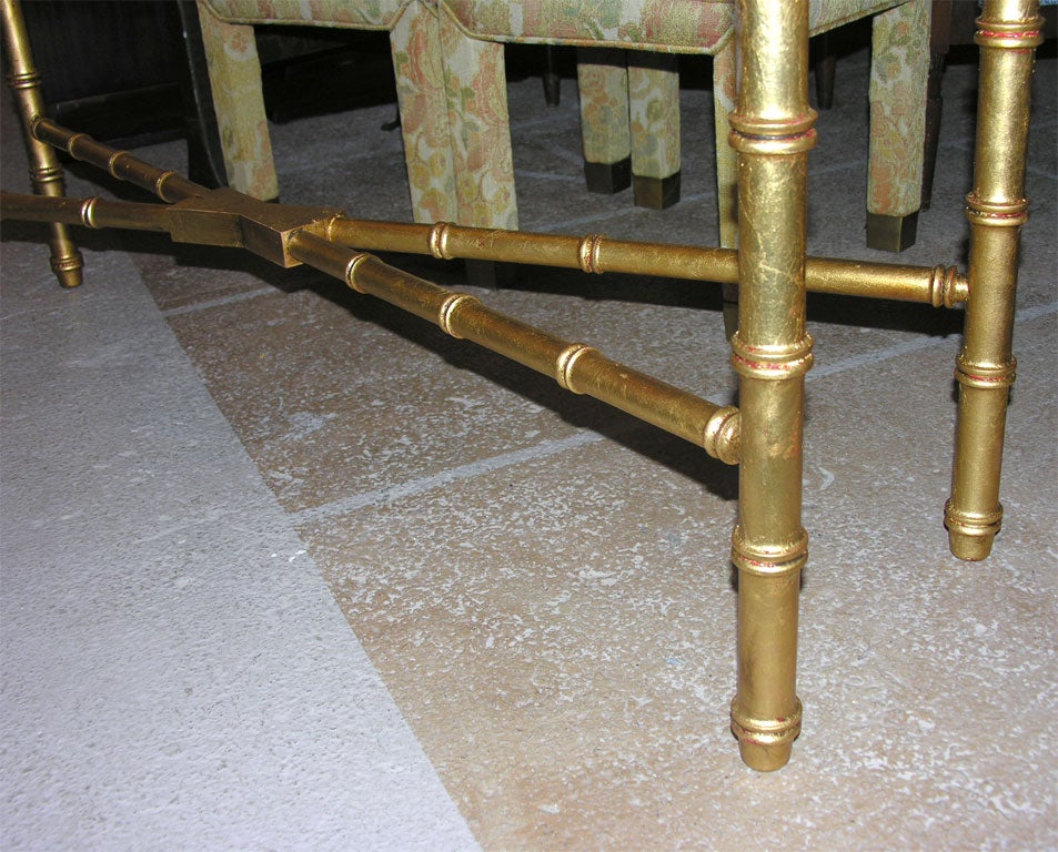 American Hollywood Regency Faux Bamboo Gilt Console or Sofa Table