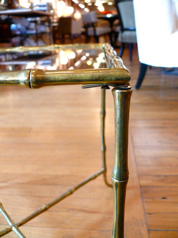 Mid-20th Century Brass Faux Bamboo Side Table