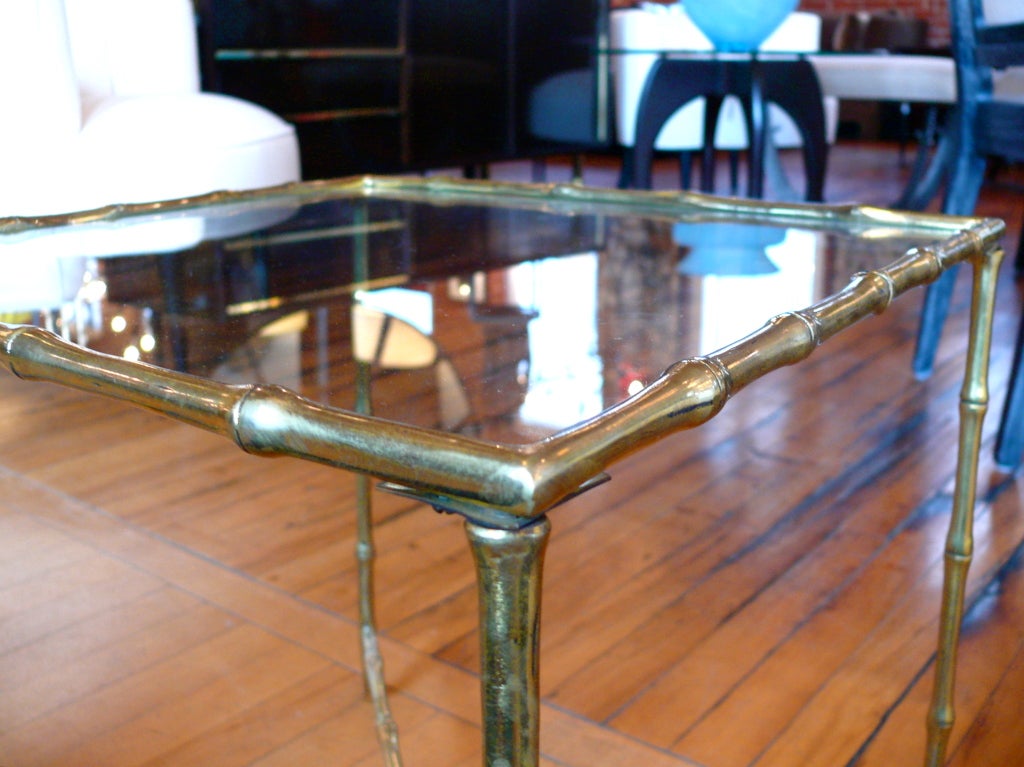 Mercury Glass Brass Faux Bamboo Side Table