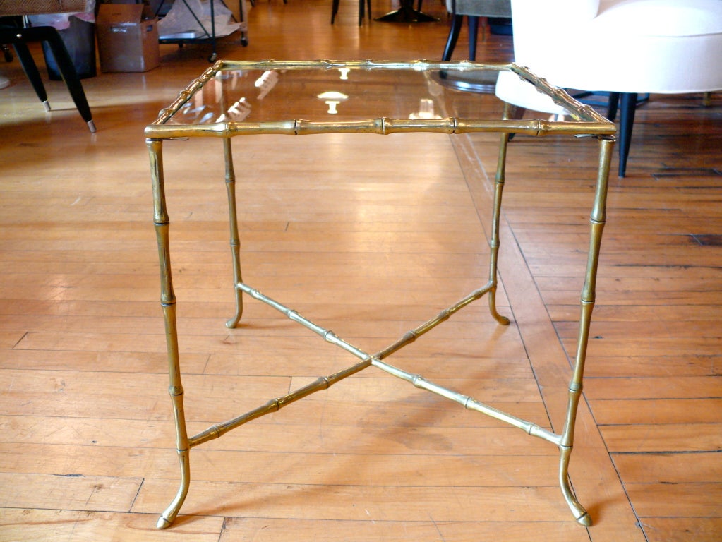 Brass Faux Bamboo Side Table 1