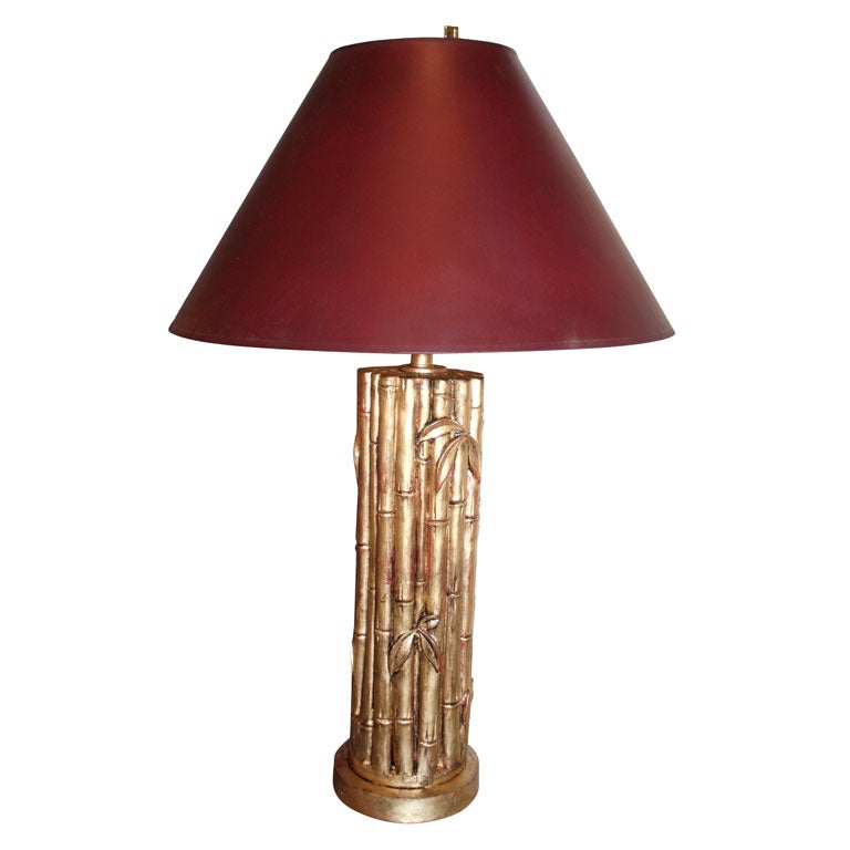 Gilt Faux Bamboo Lamp For Sale