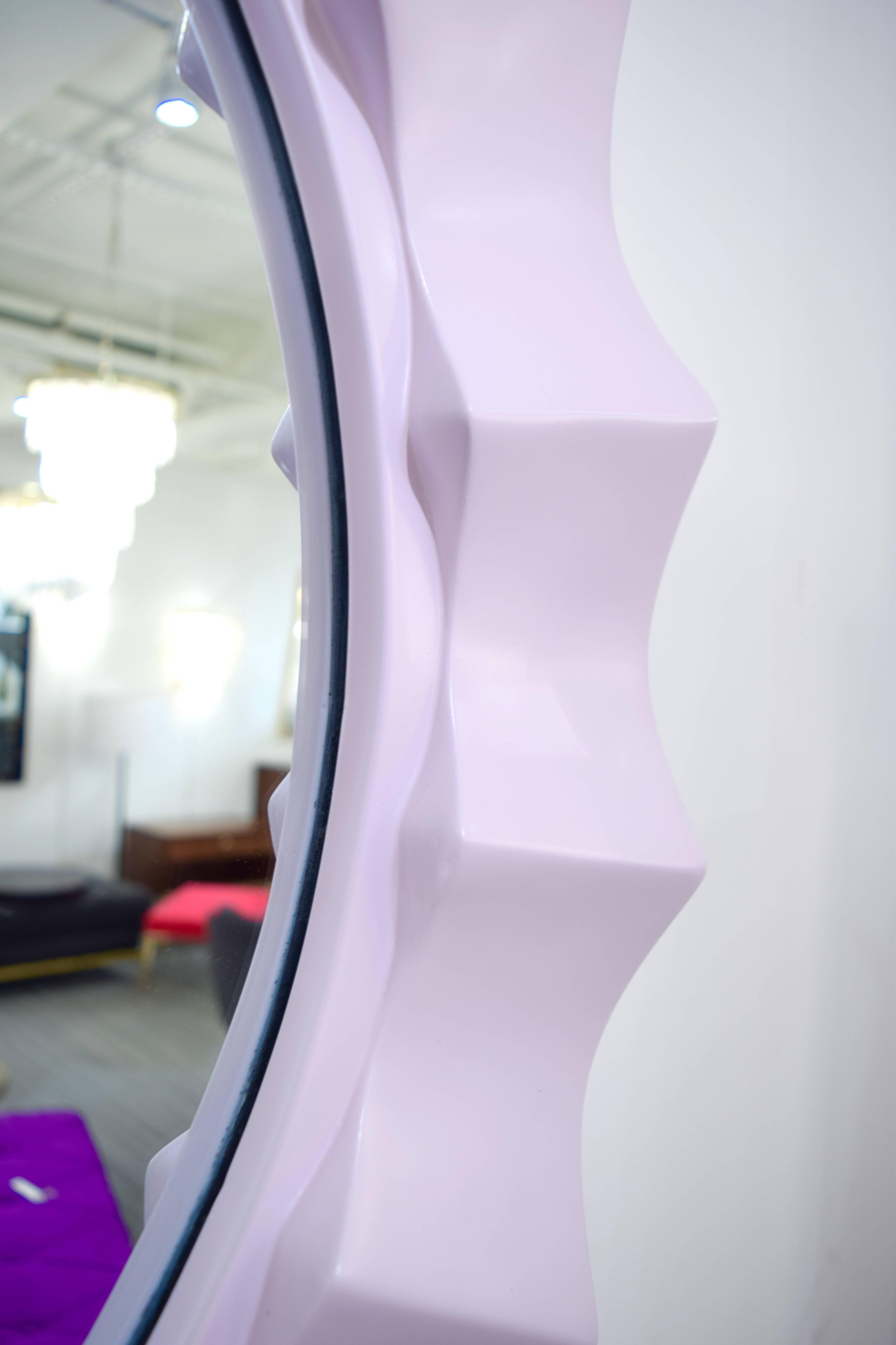 Lilac 1970's Glam Lacquered Scalloped Mirror 1