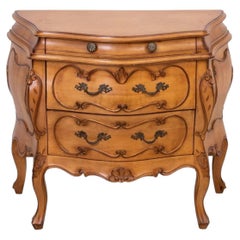 Italian Three Drawer Carved Bombe Commode Or End Table