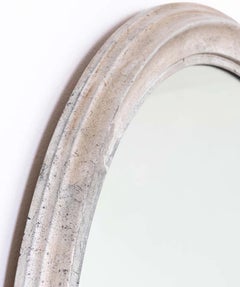 Italian Mid Century Wood & Silver Leaf Oval Mirror