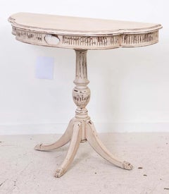 Regency Style Demi Lune Table On Pedestal Base Mid-20th Century