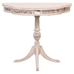 Regency Style Demi Lune Table On Pedestal Base Mid-20th Century