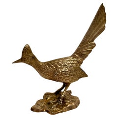 Vintage Hollywood Regency Brass Roadrunner Bird Sculpture