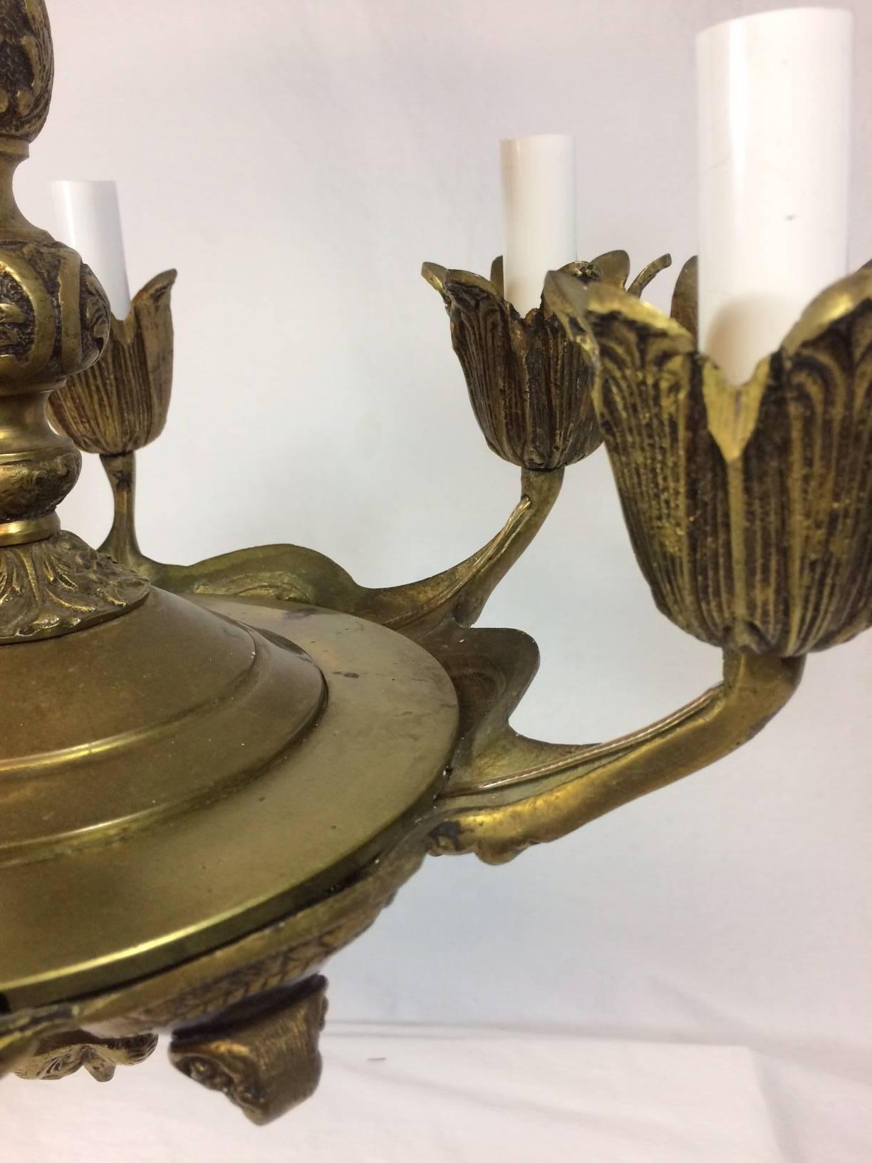 Unknown Empire Style Ram's Head Chandelier For Sale