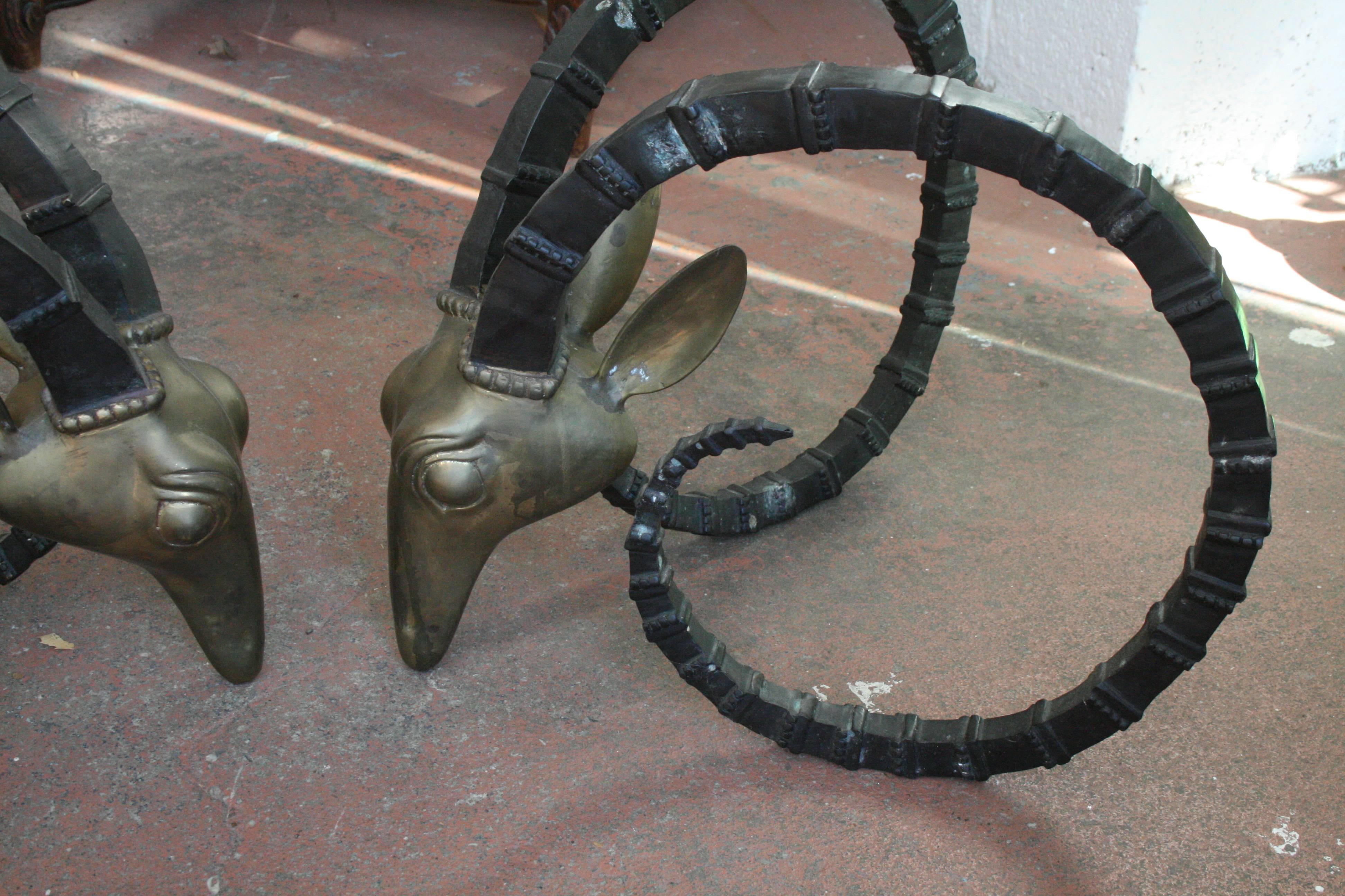 French Pair of Brass Ibex Chervet Style Coffee Table Bases