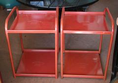 Pair of Tubular Steel Two-Tiered Nightstands or Side Tables