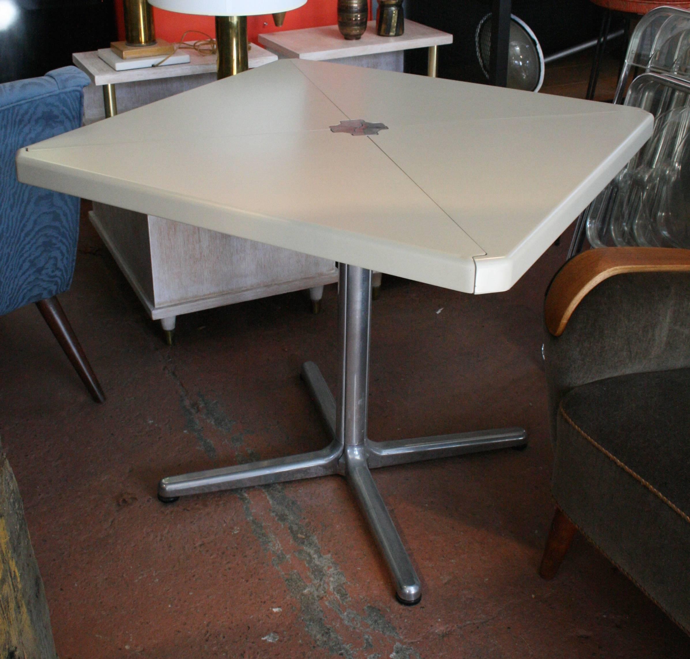 Mid-Century Modern 1970's Italian Folding Card Table and 4 Plia Chairs by Piretti for Castelli