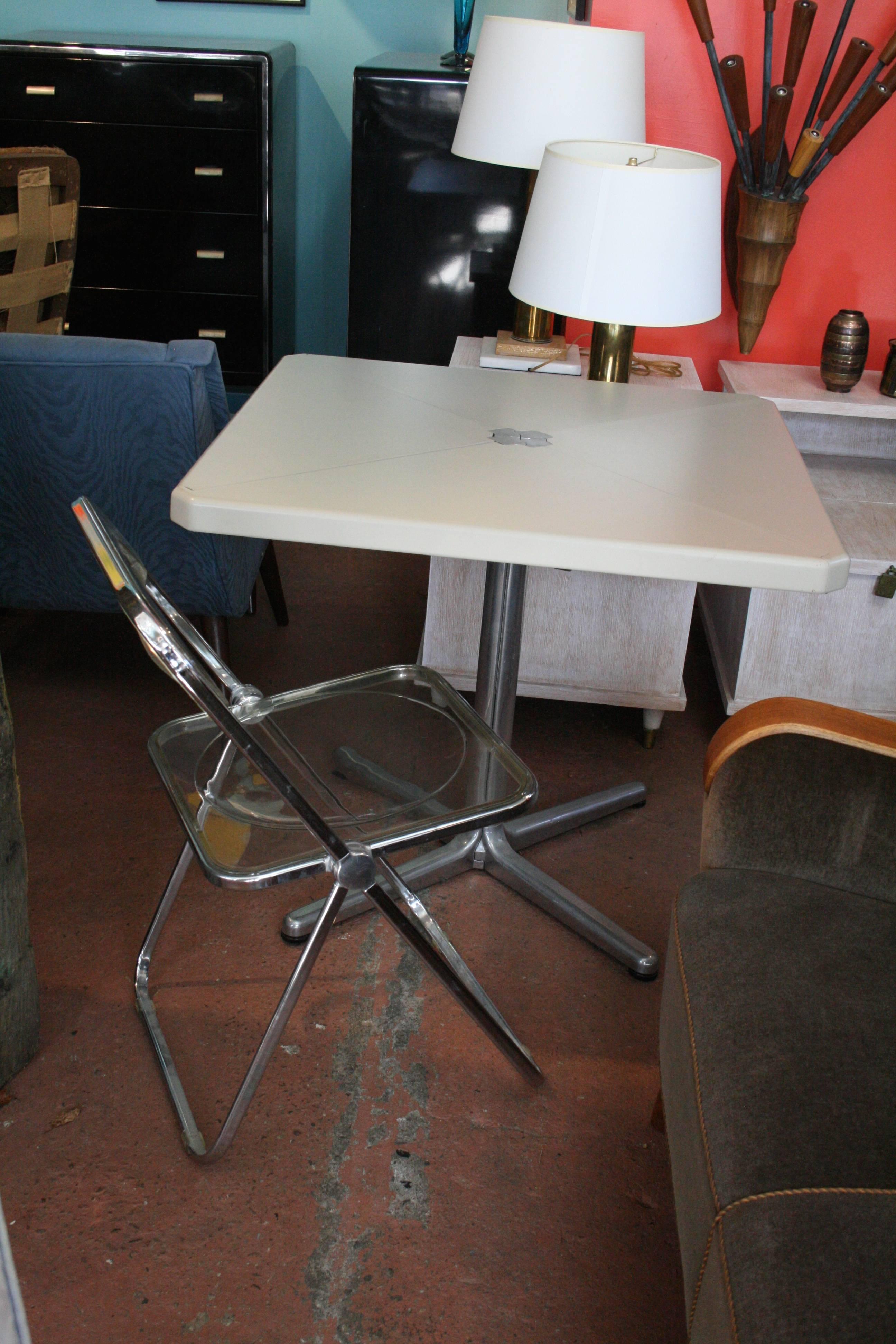 1970's Italian Folding Card Table and 4 Plia Chairs by Piretti for Castelli 2